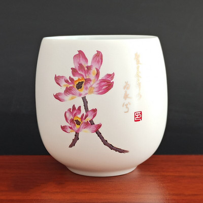 4 buc/set Jingdezhen ceai din ceramica castron pentru ceai, cafea pictate manual, cani de vin, set de ceai albastru si alb, consumabile pentru bauturi 220 ml