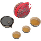 Juoda keramika Raudona keramika Vienas puodas Trys puodeliai arbatos rinkiniai Nešiojami kelionių namų biuro puodeliai Keraminės arbatos kavos indelis su maišeliu