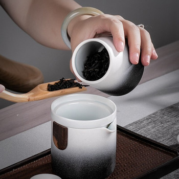 Китайски кунг-фу Пътуващ сервиз за чай Керамичен преносим чайник Порцеланов чайник Gaiwan Чаши за чай Чаена церемония Чайник с пътна чанта