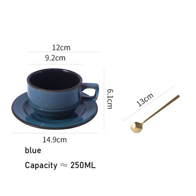 250 ml-es kerámia kávéscsésze és csészealj Könnyű luxus Retro egyszerű bögre Délutáni tea Divat bögre dizájn Utazási reggeli Latte csészék D