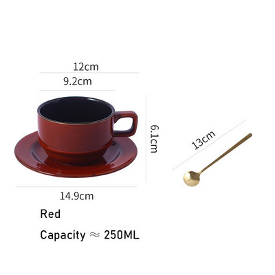 250 ml-es kerámia kávéscsésze és csészealj Könnyű luxus Retro egyszerű bögre Délutáni tea Divat bögre dizájn Utazási reggeli Latte csészék D