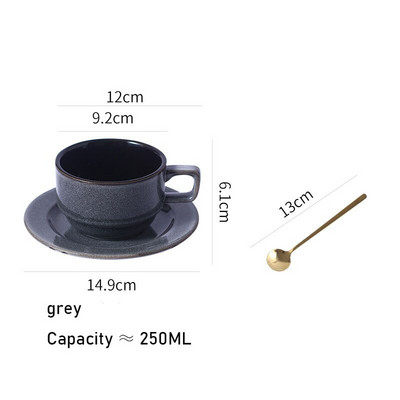 250 ml-es kerámia kávéscsésze és csészealj Könnyű luxus Retro egyszerű bögre Délutáni tea Divat bögre dizájn Utazási reggeli Latte csészék D