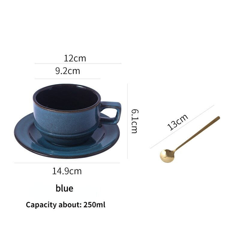 250 ml-es kerámia kávéscsésze és csészealj Könnyű luxus Retro egyszerű bögre Délutáni tea Divat bögre dizájn Utazási reggeli Latte csészék D