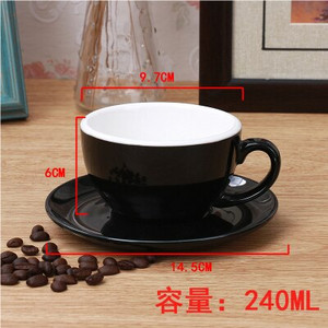 240-300 ml Macaron széles szájú kerámia cappuccino kávés bögre csésze csészealj készletekkel Simplicity európai vastag, színes eszpresszó csésze