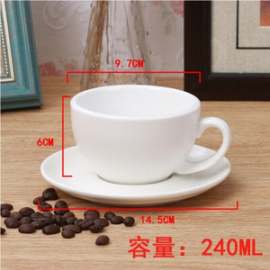 240-300 ml Macaron széles szájú kerámia cappuccino kávés bögre csésze csészealj készletekkel Simplicity európai vastag, színes eszpresszó csésze