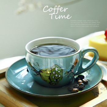 Κεραμικό σετ φλιτζάνι καφέ και πιατάκι Καπουτσίνο κούπες Latte Espresso Δημιουργικό κινέζικο ρετρό στυλ ζωγραφισμένο στο χέρι Οικιακό