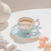 Cești de cafea cu carapace de perle cu farfurii Seturi de căni de ceai din ceramică Decor nordic pentru casă