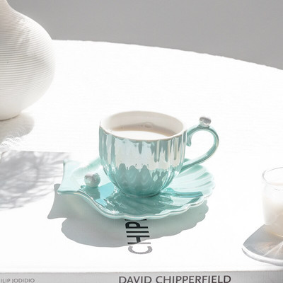 Cești de cafea cu carapace de perle cu farfurii Seturi de căni de ceai din ceramică Decor nordic pentru casă
