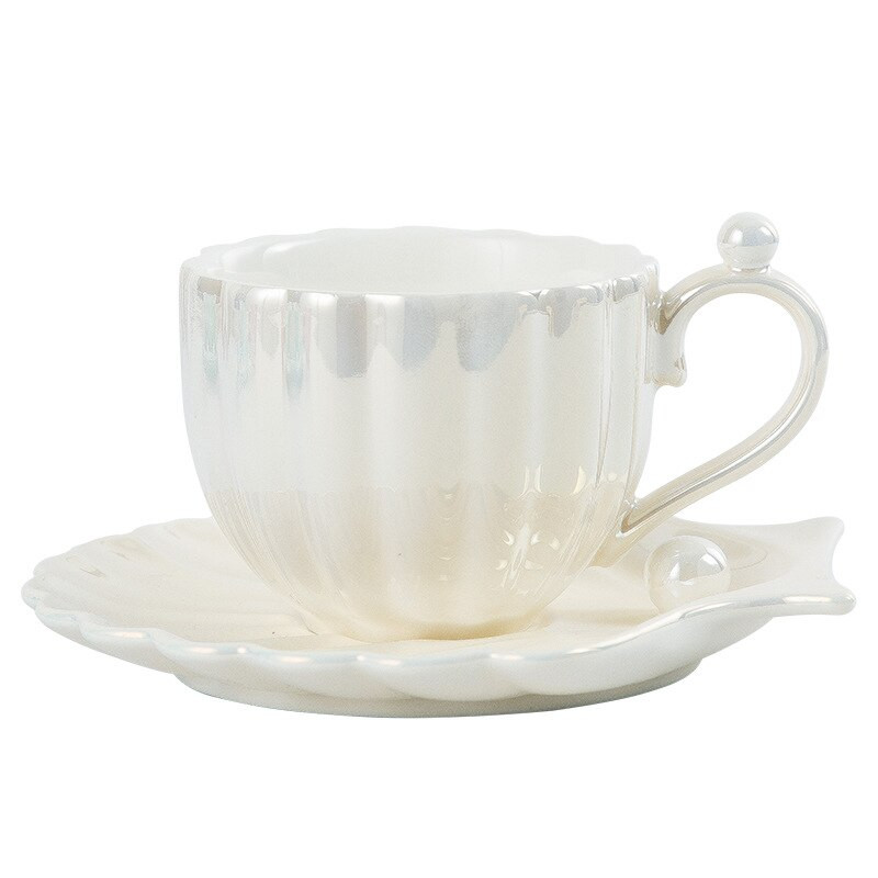 Cești de cafea cu carapace de perle cu farfurii Seturi de căni de ceai din ceramică Decor nordic pentru casă