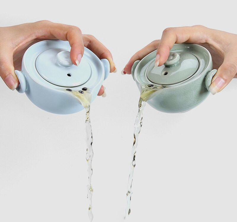 Keraminis nešiojamas kelioninis arbatos rinkinys, kurį sudaro 1 puodas, 1 puodelis, gražus ir paprastas arbatinukas, kung fu arbatos rinkinys, greitas keleivio puodelis gaiwan