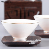 4 db/tétel Kínai teáscsészék Kiváló minőségű zselés jade teáscsésze teástál porcelán teáscsésze Személyes kis teáscsésze teáskészlet fehér porcelán
