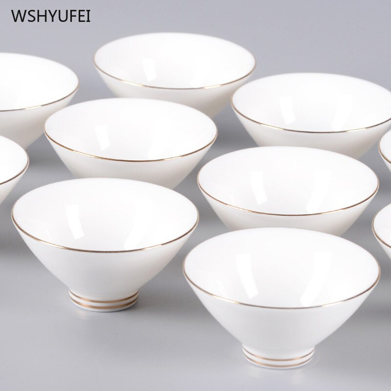 4 db/tétel Kínai teáscsészék Kiváló minőségű zselés jade teáscsésze teástál porcelán teáscsésze Személyes kis teáscsésze teáskészlet fehér porcelán