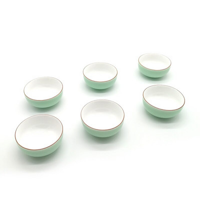 6db Creative Kívül zöld belül fehér Celadon teáscsésze készlet,Kung Fu teáscsésze készlet Utazó teástál kínai porcelán teáscsésze készlet
