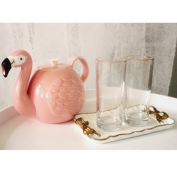 Flamingos Bird Teapot Cup Σετ τρισδιάστατη κούπα για καφέ με ζώα Super Beauty ins Girl Pink Ceramic Χαριτωμένο δημιουργικό χριστουγεννιάτικο δώρο γενεθλίων