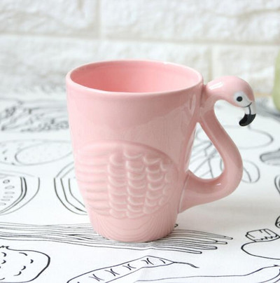 Flamingos madár teáskanna csésze készlet 3D állati kávéskanna bögre Szuper szépség lány rózsaszín kerámia aranyos kreatív születésnapi karácsonyi ajándék