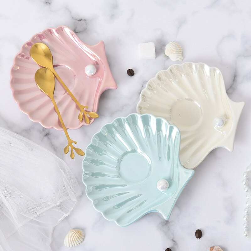 Japán stílusú Pearl Shell bögre kávés csészealj készlet kanállal Macaron színes kerámia bögre 180 ml délutáni teás csésze otthoni tejcsésze