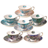 Kínai csésze és csészealj Fine Bone China Monet festményparti otthoni használatra csészealj készlet
