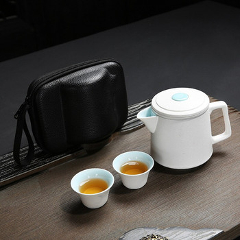 Комплект за чай Кунг-фу за пътуване Преносим чайник Порцеланов чайник Gaiwan Чаши за чай Чаена церемония Саксия за чай с пътна чанта Безплатна доставка