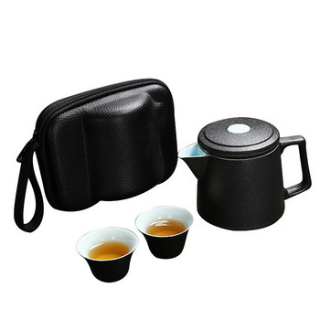 Комплект за чай Кунг-фу за пътуване Преносим чайник Порцеланов чайник Gaiwan Чаши за чай Чаена церемония Саксия за чай с пътна чанта Безплатна доставка
