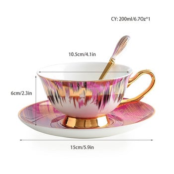 Aurora Bone China Чаша за кафе Чинийка Комплект лъжици 200 мл Чаша Чаша Порцеланов сервиз за чай Керамична чаша за кафе Чаша за еспресо Drop Доставка