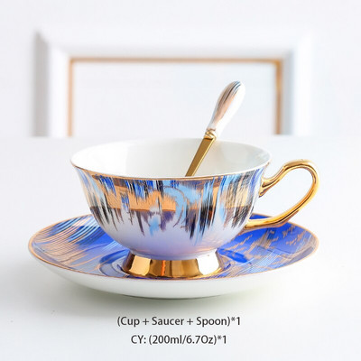 Aurora Bone China Šalica za kavu Tanjurić Set žlica 200 ml Šalica za čaj Porculanski set za čaj Keramička šalica za čaj Cafe Espresso šalica Dropshipping