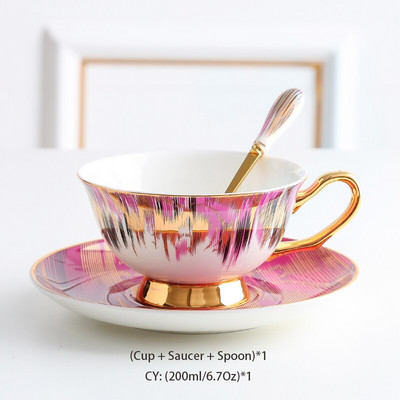 Aurora Bone China Šalica za kavu Tanjurić Set žlica 200 ml Šalica za čaj Porculanski set za čaj Keramička šalica za čaj Cafe Espresso šalica Dropshipping