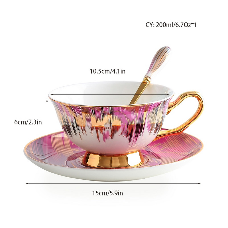 Aurora Bone China Šalica za kavu Tanjurić Set žlica 200 ml Šalica za čaj Porculanski set za čaj Keramička šalica za čaj Cafe Espresso šalica Dropshipping