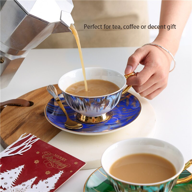 Aurora Bone China Šalica za kavu Tanjurić Set žlica 200 ml Šalica za čaj Porculanski set za čaj Keramička šalica za čaj Cafe Espresso šalica Dropshipping