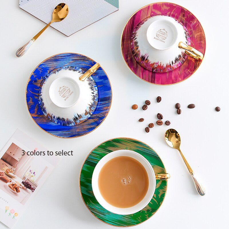 Aurora Bone China Šalica za kavu Tanjurić Set žlica 200 ml Šalica za čaj Porculanski set za čaj Keramička šalica za čaj Cafe Espresso šalica Dropshipping