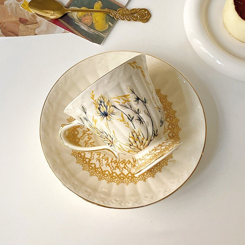 Retro šalica za kavu i tanjurić u francuskom stilu Zlatni dvor Šalica za vodu Poslijepodnevni čaj Posuda za šalicu Kreativno posuđe Uređenje doma Posuđe za piće