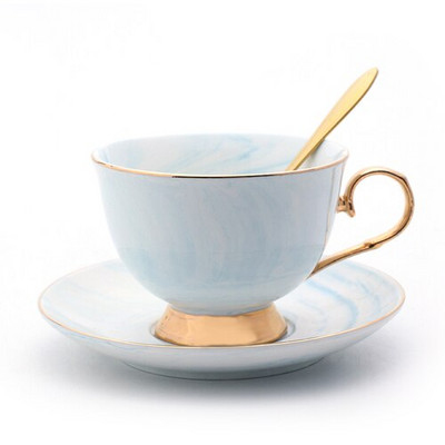 200 ml kerámia márvány stílusú kávéscsésze készlet kanál tejes tea kávéscsésze tálcás porcelán ivóeszköz készlet