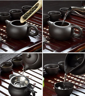 Χειροποίητο σετ τσαγιού Kung Fu από Μωβ Πηλό Yixing Teapot Drinkware Σετ φλιτζάνι τσαγιού, Zisha Keramic Chinese puer Teaset βραστήρας