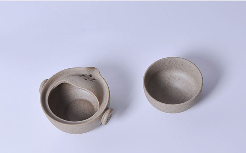 Rankų darbo retro grubios keramikos kelioninis arbatos rinkinys 1 puodelis + 1 puodas, arbatos puodelis Arbatinukas Kiniškas keramikinis arbatinukas virdulys porcelianinis Gaiwan arbatos puodelis