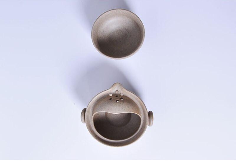 Rankų darbo retro grubios keramikos kelioninis arbatos rinkinys 1 puodelis + 1 puodas, arbatos puodelis Arbatinukas Kiniškas keramikinis arbatinukas virdulys porcelianinis Gaiwan arbatos puodelis