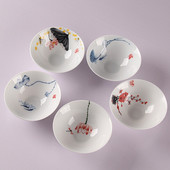 Ръчно рисувана порцеланова чаша за чай в китайски стил 1 бр., бяла керамична пещ за пещ от най-висок клас порцеланова чаша за чай Kung Fu, чаша за зелен чай