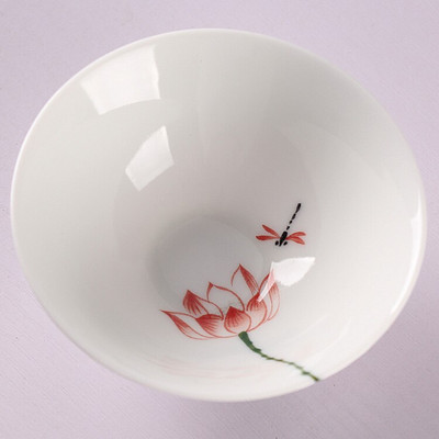 Ръчно рисувана порцеланова чаша за чай в китайски стил 1 бр., бяла керамична пещ за пещ от най-висок клас порцеланова чаша за чай Kung Fu, чаша за зелен чай