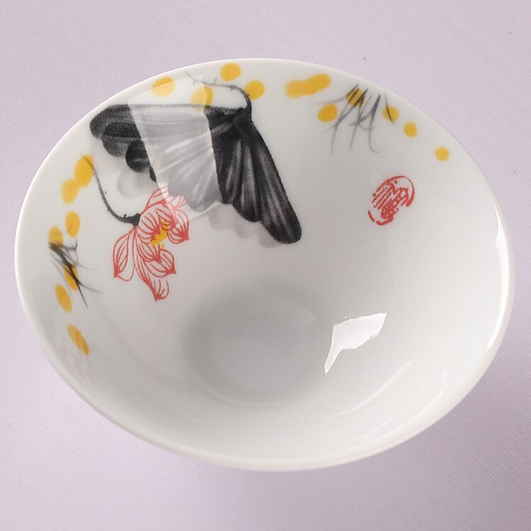 Ръчно рисувана порцеланова чаша за чай в китайски стил 1 бр., бяла керамична пещ за пещ от най-висок клас порцеланова чаша за чай Kung Fu, чаша за зелен чай