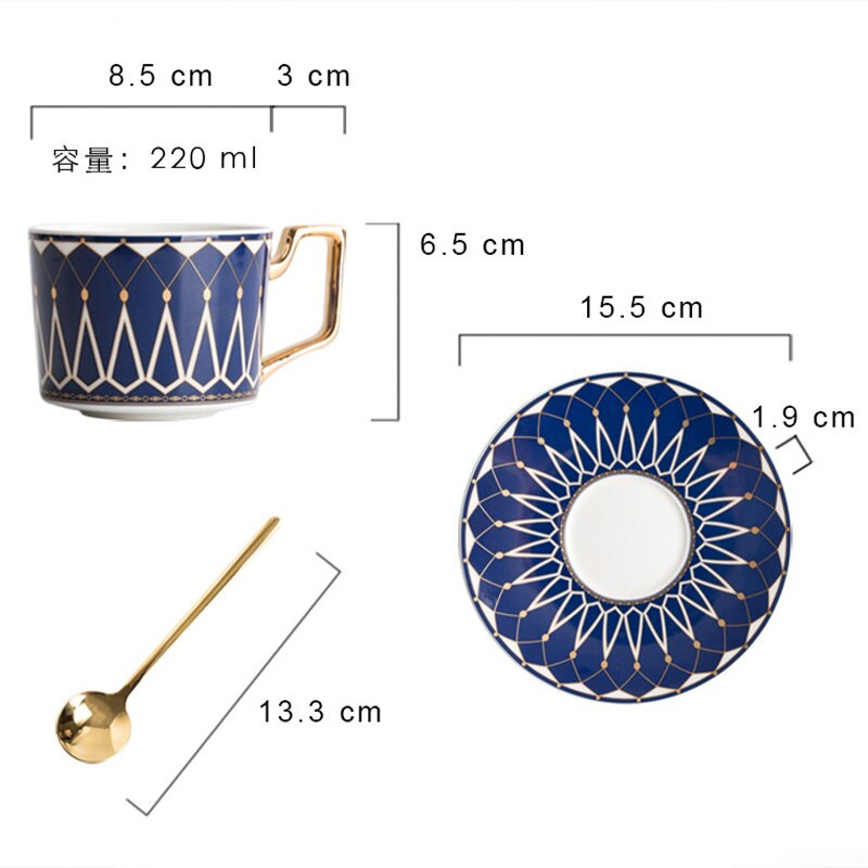 ASLESY Ceașă de cafea în stil nordic Ins Set de farfurii de cani de cani de cuplu cu lingură Desert Lapte Set de ceai englezesc de după-amiază Cadou de nuntă