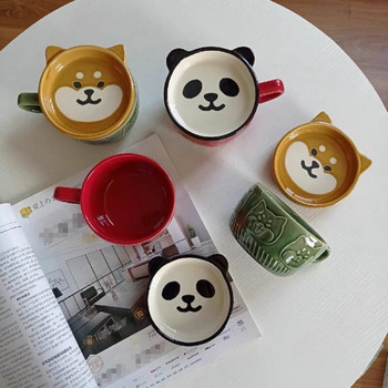 Cutelife Cute Panda Κεραμικό Πιατάκι Καφέ Διακόσμηση Σπίτι Κουζίνα Επαναχρησιμοποιήσιμο Φλιτζάνι Τσάι Πρωινό σετ πορσελάνης γάλακτος κατανάλωσης