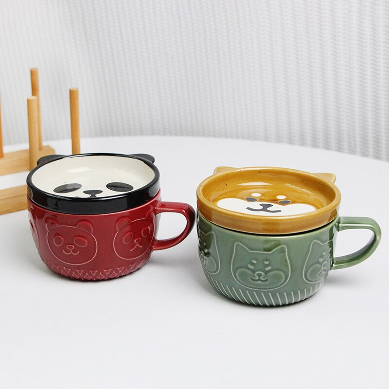 Cutelife Aranyos Panda kerámia kávés csésze csészealj Dekoráció Otthon Konyha Újrafelhasználható teáscsésze Reggeli ivó tej porcelán csésze szett