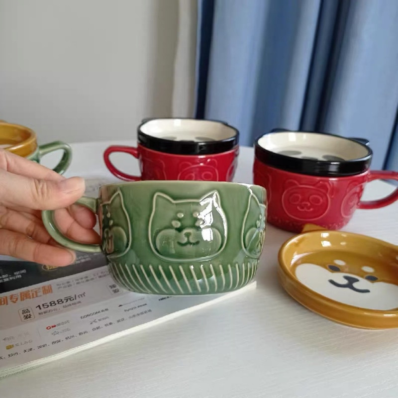 Cutelife Aranyos Panda kerámia kávés csésze csészealj Dekoráció Otthon Konyha Újrafelhasználható teáscsésze Reggeli ivó tej porcelán csésze szett