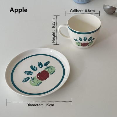 CuteLife Nordic Fruit fehér kerámia kávés csésze szett dekoratív tejeskávé ivótej tea csésze csészealj Újrafelhasználható esküvői reggeli csésze