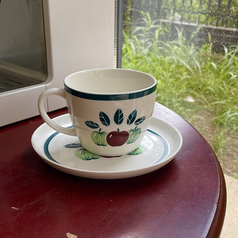 CuteLife Nordic Fruit fehér kerámia kávés csésze szett dekoratív tejeskávé ivótej tea csésze csészealj Újrafelhasználható esküvői reggeli csésze