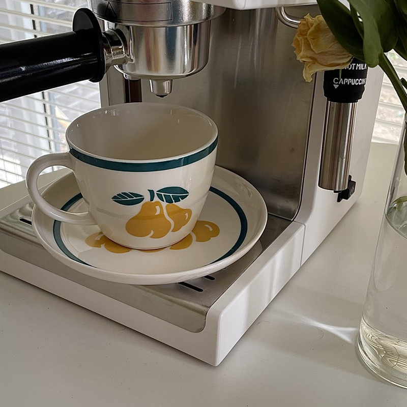 CuteLife Nordic Fruit fehér kerámia kávés csésze szett dekoratív tejeskávé ivótej tea csésze csészealj Újrafelhasználható esküvői reggeli csésze