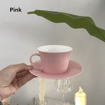 Cutelife Aranyos rózsaszín újrafelhasználható kerámia kávéscsésze csészealj Reggeli ivó tea csésze szett Esküvői pár Ajándékok Otthoni dekoráció Latte csésze