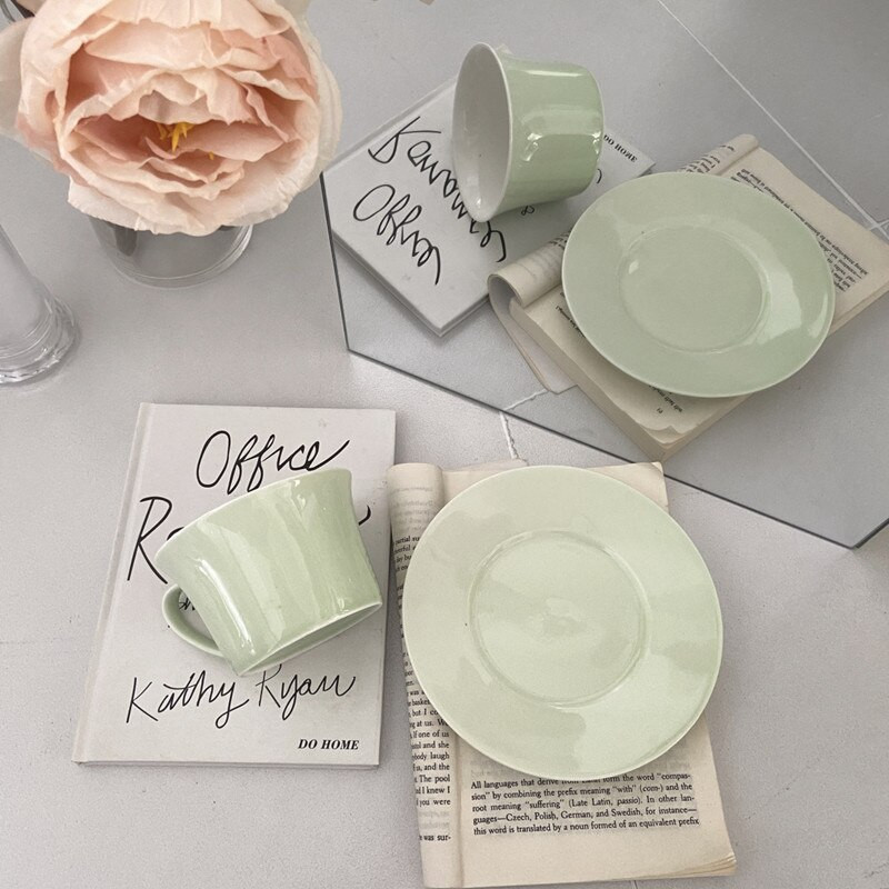 Cutelife Aranyos rózsaszín újrafelhasználható kerámia kávéscsésze csészealj Reggeli ivó tea csésze szett Esküvői pár Ajándékok Otthoni dekoráció Latte csésze