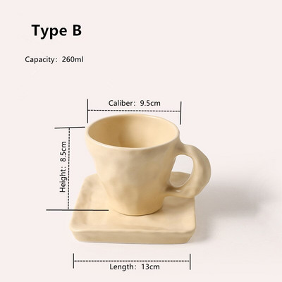Cutelife Yellow Ceramics Szabálytalan kávéscsésze szett Kreatív Reggeli Tej Latte Tea csésze csészealj Lakásdekor Újrafelhasználható ivópohár