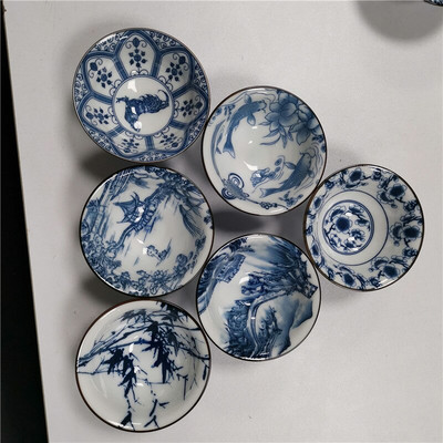 6kom/set Servis za čaj Set šalica za čaj Plavi i bijeli porculan Vintage keramički set za čaj Različiti mali kapaciteti Kućni dar 6 paketa Master Cup