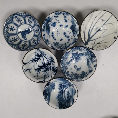 6kom/set Servis za čaj Set šalica za čaj Plavi i bijeli porculan Vintage keramički set za čaj Različiti mali kapaciteti Kućni dar 6 paketa Master Cup