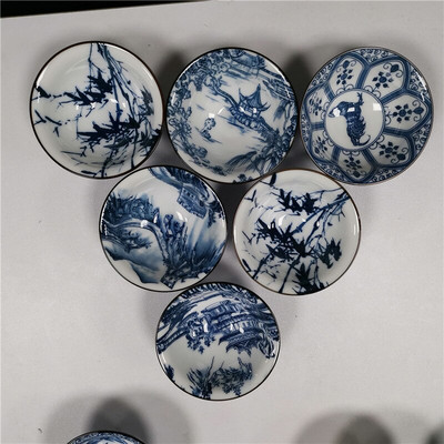 6kom/set Servis za čaj Set šalica za čaj Plavi i bijeli porculan Vintage keramički set za čaj Različiti mali kapaciteti Kućni dar 6 paketa Master Cup